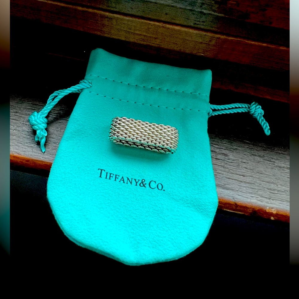 Tiffany & Co. Sterling Silver 925 Somserset Mesh Ring Size 9